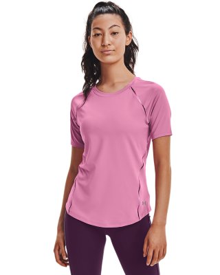 Under Armour Mens HeatGear Rush Fitted T Shirt Tee Top Pink Sports Running Gym